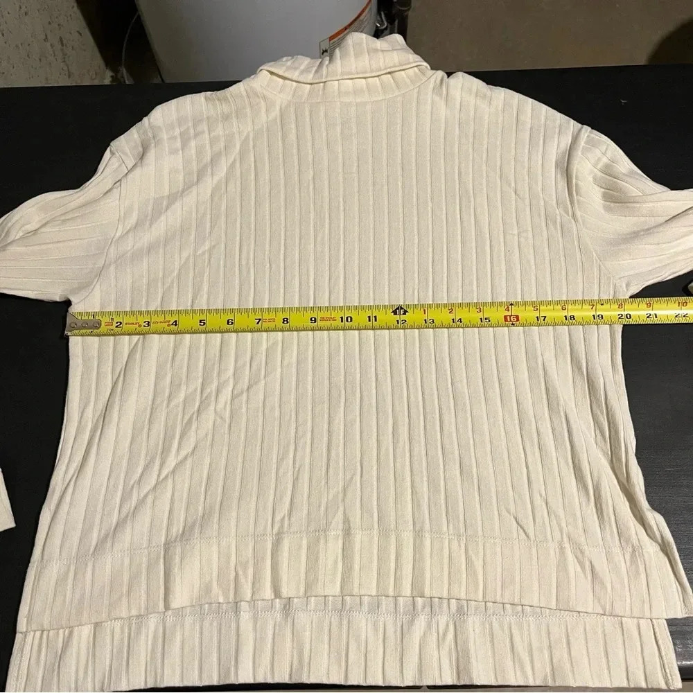 Madewell Cream Ribbed Long Sleeve Turtleneck Sweater Size Small S - Picture 8 of 9